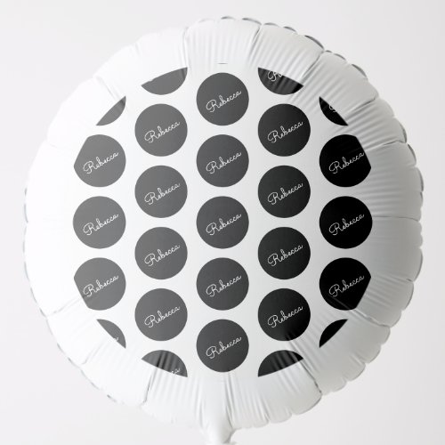 Retro_modern Black  White Polka Dot Design  Balloon