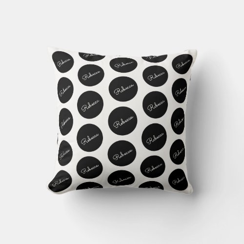Retro_modern Black  White Polka Dot Design Throw Pillow