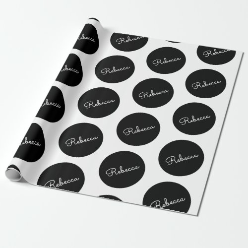 Retro_modern Black  White Polka Dot Design Wrapping Paper