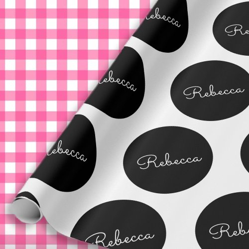 Retro_modern Black  White Polka Dot Design Wrapping Paper