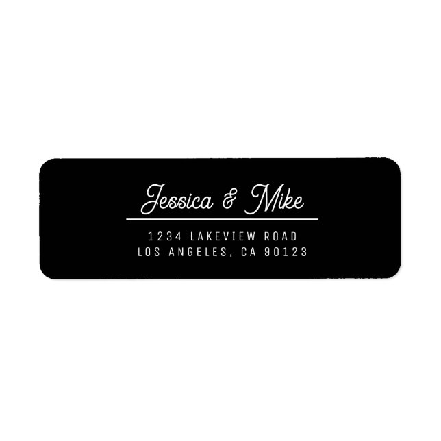 Retro-Modern Black & White Wedding Return Address Label (Front)
