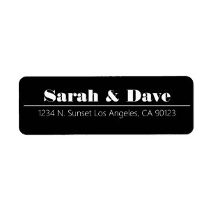 Retro-Modern Black & White Wedding Return Address Label