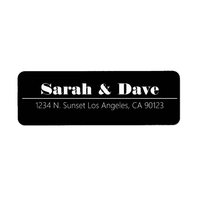 Retro-Modern Black & White Wedding Return Address Label (Front)