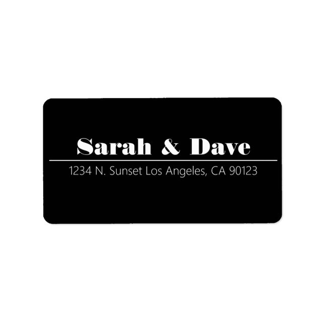 Retro-Modern Black & White Wedding Return Address Label (Front)