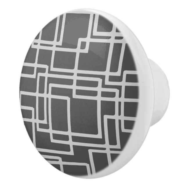 Retro Modern Blanched Slate Squares On Storm Grey Ceramic Knob (Right)