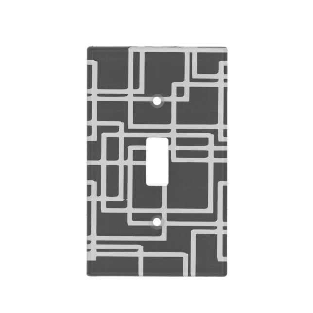 Retro Modern Blanched Slate Squares On Storm Grey Light Switch Cover (Front)