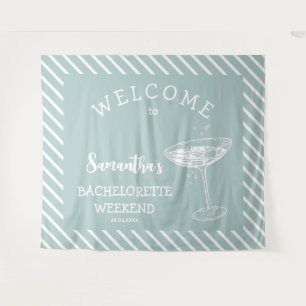 Retro Modern Blue Bachelorette Party Backdrop