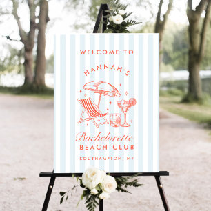 Retro Modern Blue Bachelorette Party Welcome Sign