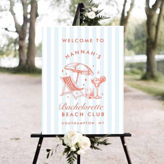 Retro Modern Blue Bachelorette Party Welcome Sign (Creator Uploaded)