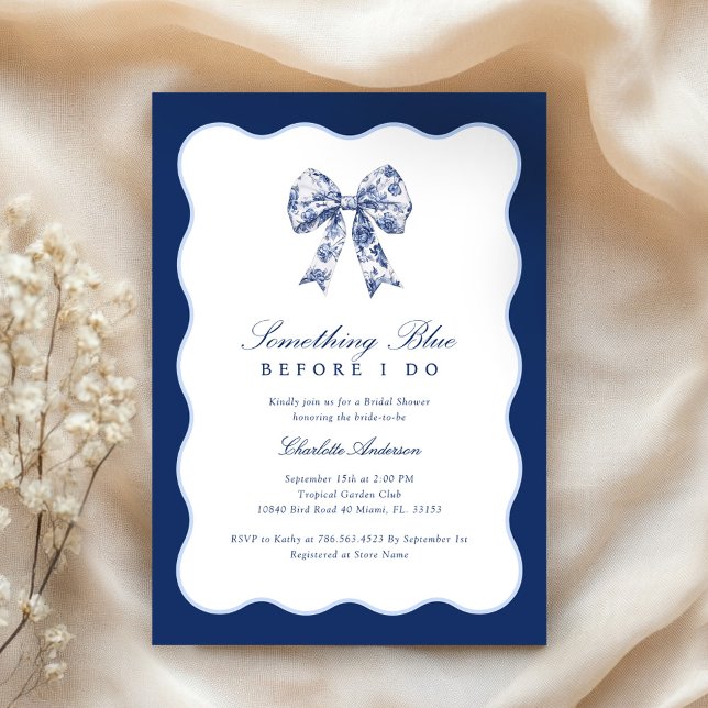 Retro Modern Blue Bridal Shower Invitation (Creator Uploaded)