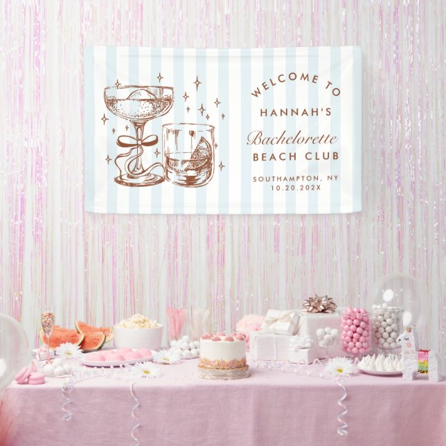 Retro Modern Blue & Brown Bachelorette Weekend Banner (Party)