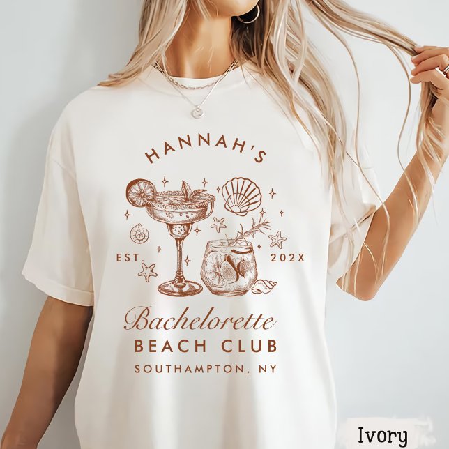 Retro Modern Blue & Brown Bachelorette Weekend T-Shirt (Creator Uploaded)