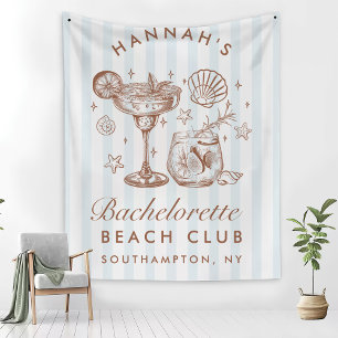 Retro Modern Blue & Brown Bachelorette Weekend Tapestry
