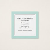 Retro modern blue cupcakes square business card (Back)