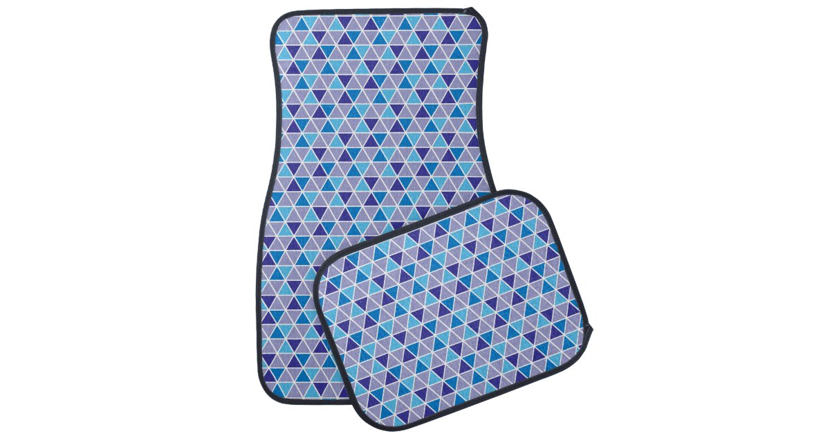 Retro Modern Blue Triangles Geometric Pattern Car Floor Mat | Zazzle