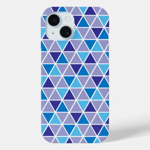 Retro Modern Blue Triangles Geometric Pattern iPhone 15 Case