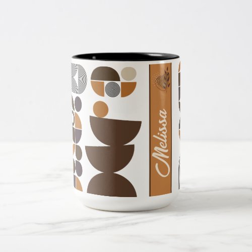 retro modern boho style colorful geometric pattern Two_Tone coffee mug