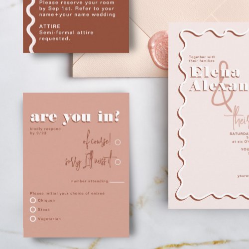 Retro Modern Bold Pale Terracotta Meal RSVP Card