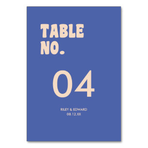 Retro Modern Bold Typography Dark Blue Wedding Table Number