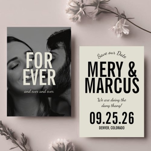 Retro Modern Bold Yellow & Black Script Wedding  Save The Date