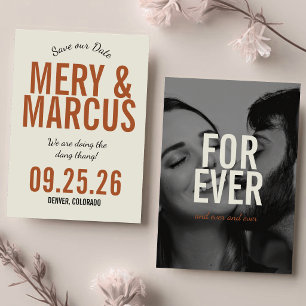 Retro Modern Bold Yellow & Orange Script Wedding Save The Date