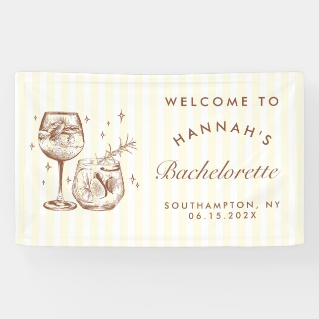 Retro Modern Brown Cocktail Bachelorette Banner (Horizontal)