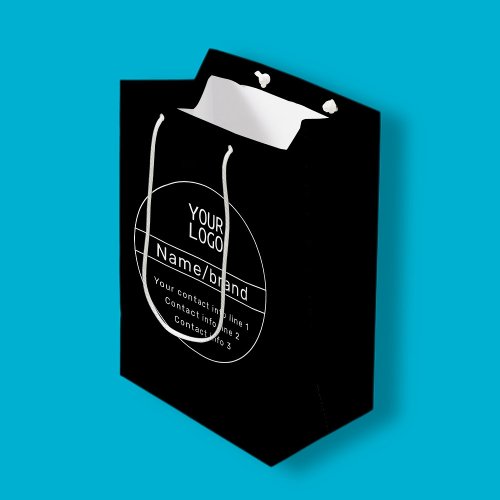 Retro_Modern Business or Brand Contact info Medium Gift Bag