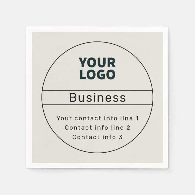 Retro-Modern Business or Brand Contact info Napkins (Front)