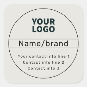 Retro-Modern Business or Brand Contact info Square Sticker