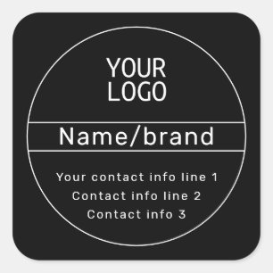 Retro-Modern Business or Brand Contact info Square Sticker