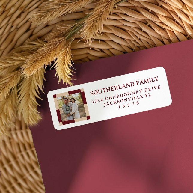 Retro Modern Checkered Pattern Family Photo Label (Retro Modern Checkered Pattern Family Photo Label)