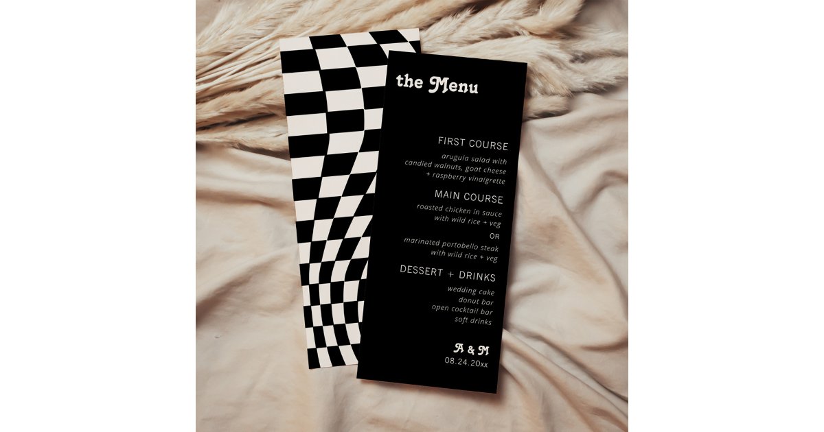 Retro Modern Chic Checker Menu | Zazzle