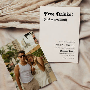 Retro Modern Chic Free Drinks Wedding Invitation