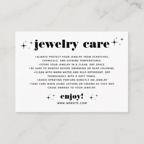 Retro Modern Chic Jewelry Care Thank You Business Enclosure Card