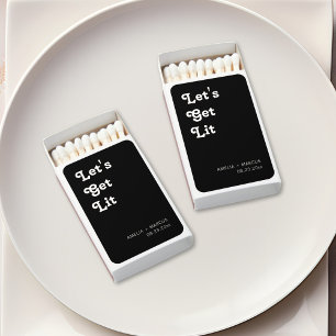 Retro Modern Chic Let's Get Lit Black Matchboxes