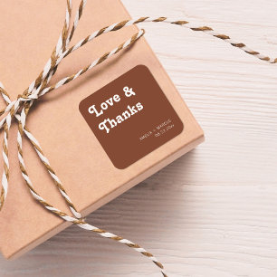 Retro Modern Chic Wedding Thank You Square Sticker