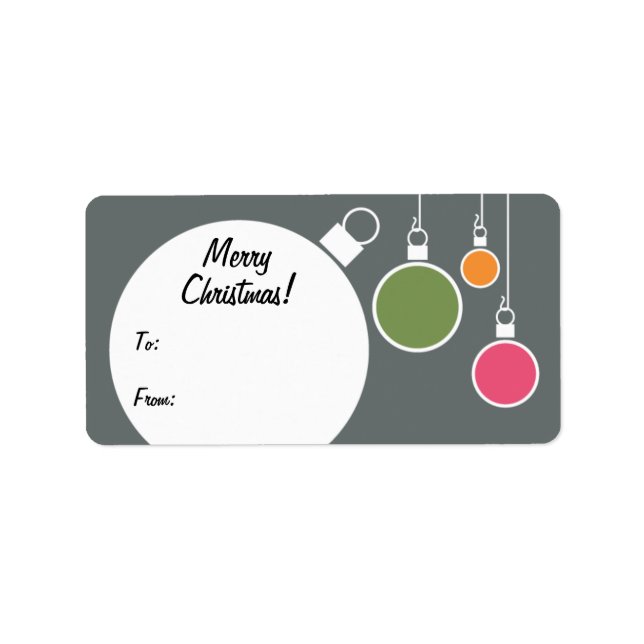 Retro Modern Christmas Gift Tag - Gray (Front)