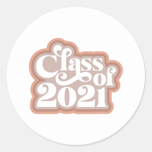 Retro Modern Class Of 2021 Classic Round Sticker