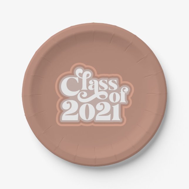 Retro Modern Class Of 2021 Paper Plates (Front)