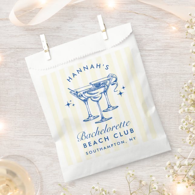 Retro Modern Cocktail Bachelorette Blue Favor Bag (Clipped)