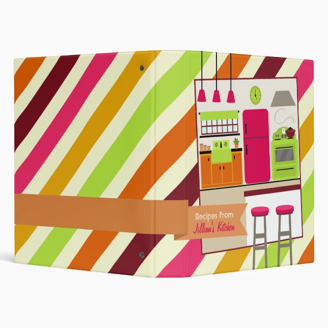 Retro Modern Colorful Kitchen Recipe Binder (Background)