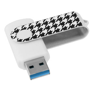 Retro Modern Cool Black White Hounds-tooth Weaving Flash Drive