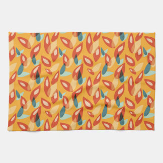 Retro Modern Cool Geometric Yellow Orange Pattern Kitchen Towel