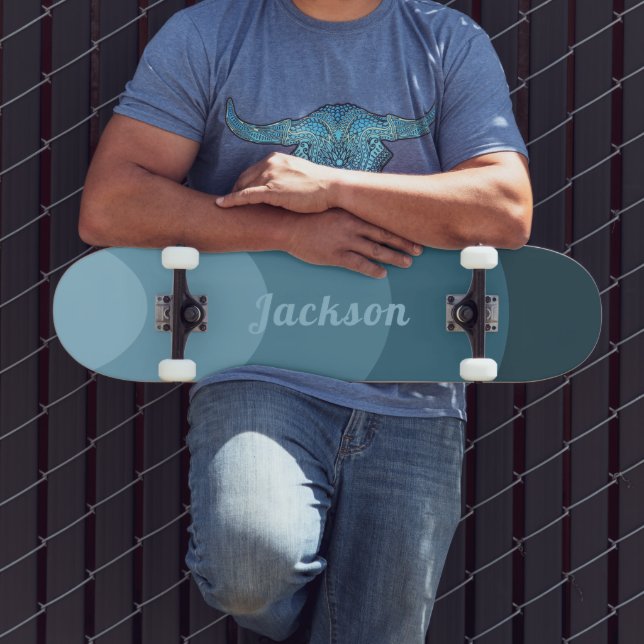 Retro Modern Curves Blue personalized  Skateboard (Outdoor 3)