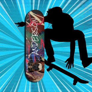 Retro Modern Cute Personalized family dog Skateboard