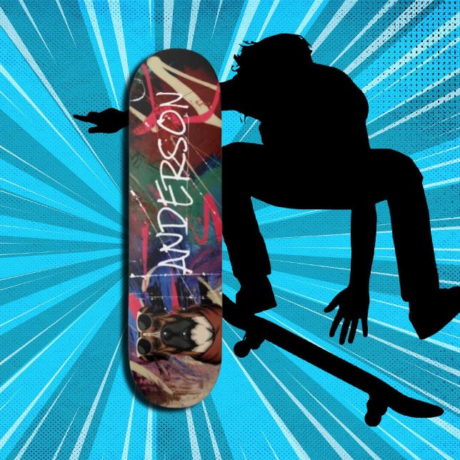 Retro Modern Cute Personalized  family dog  Skateboard (Original and best online Zazzle skateboard shop- Urban Warrior)