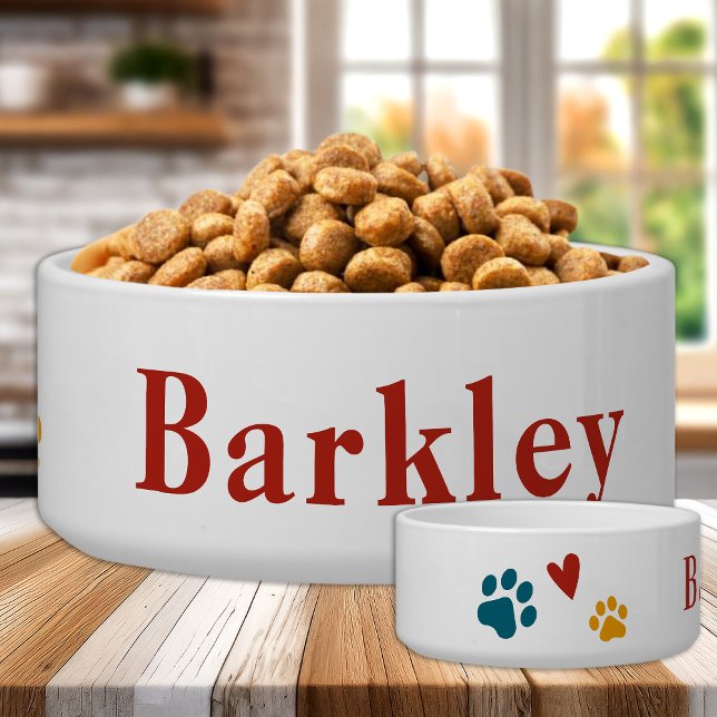 Retro Modern Dog Personalized Food Water Pet Bowl (Creator Uploaded)