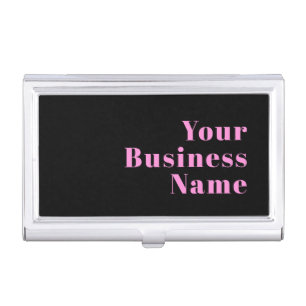 Retro-modern Editable Text   Black & Pink Business Card Case