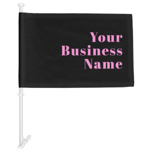 Retro-modern Editable Text   Black & Pink Car Flag