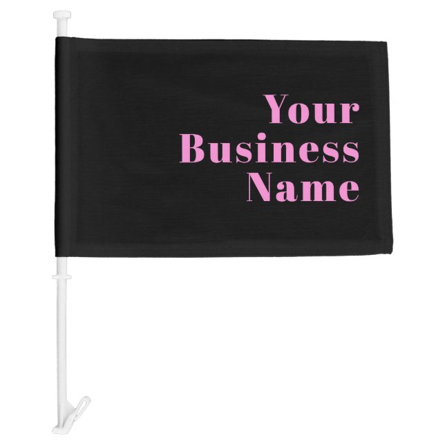 Retro-modern Editable Text | Black & Pink Car Flag (Front)